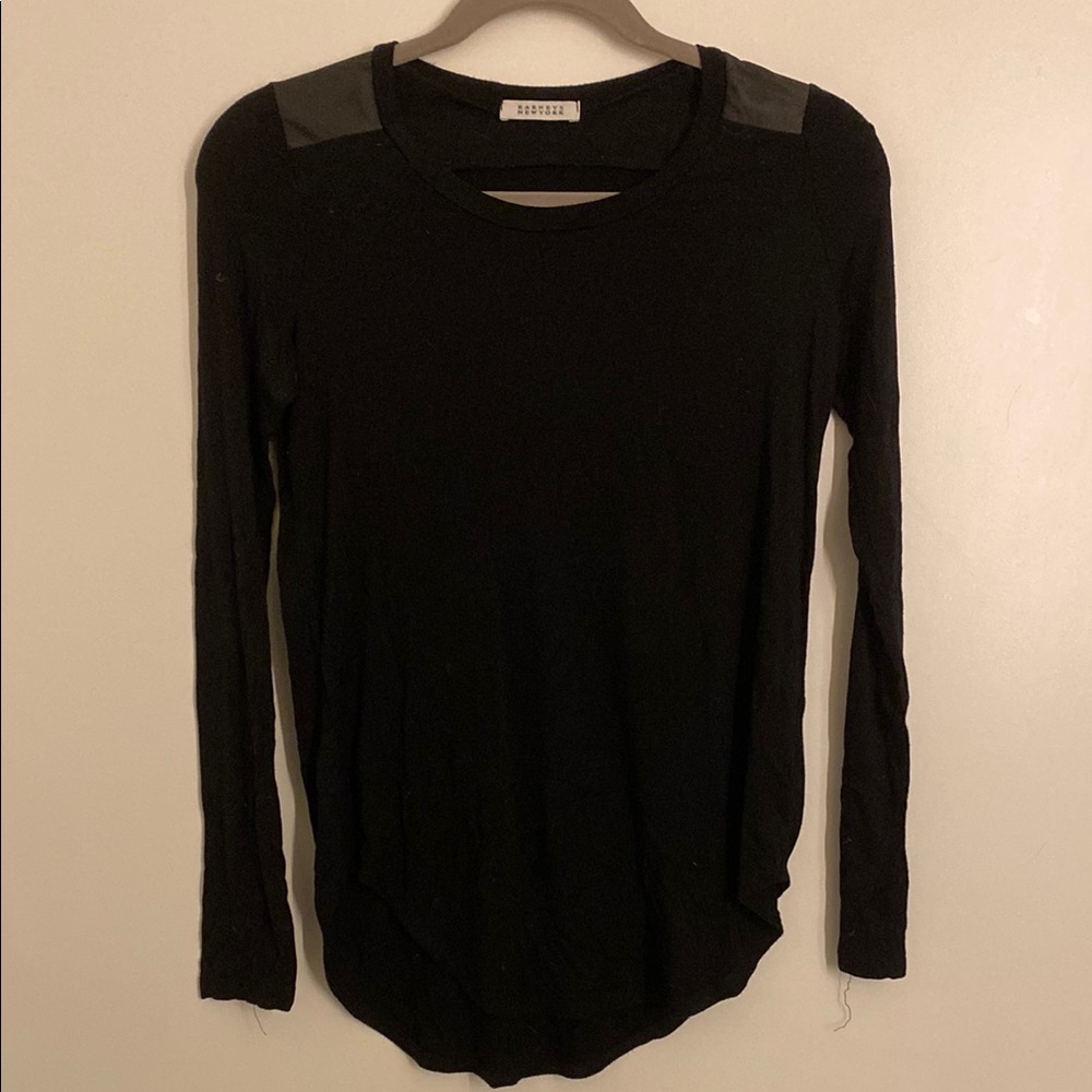 Barneys New York Black Fitted Long Sleeve Tee